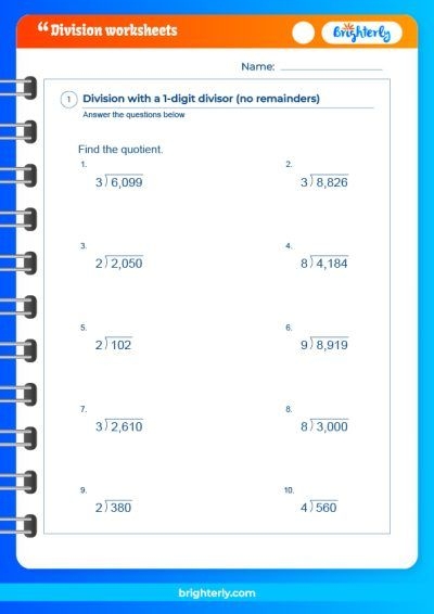 Free Printable 6th Grade Division Worksheets PDFs Brighterly