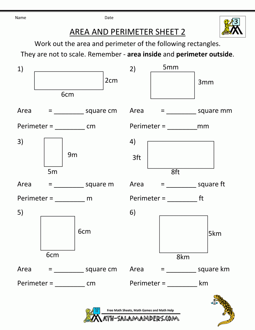 Free Printable Area And Perimeter Worksheets