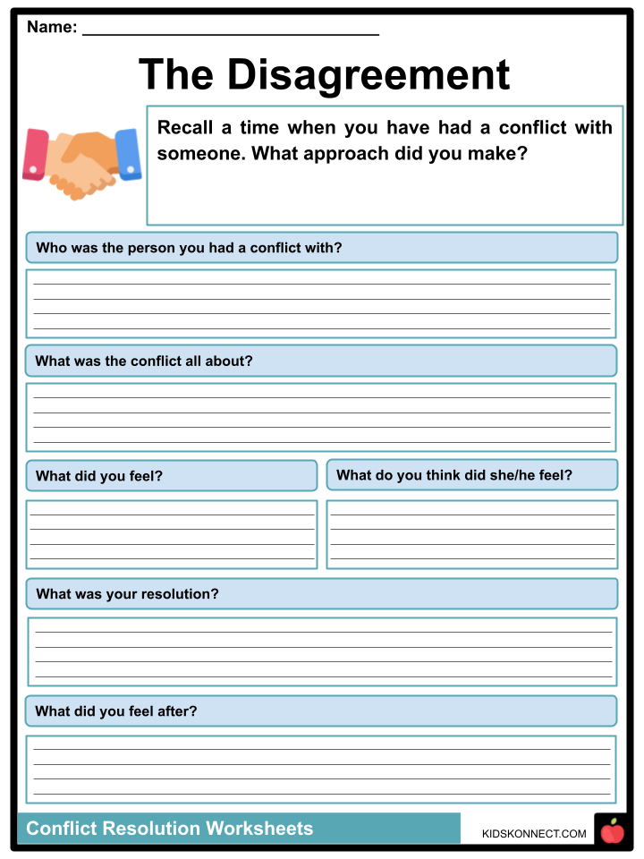 Free Printable Conflict Resolution Worksheets FREE Printables