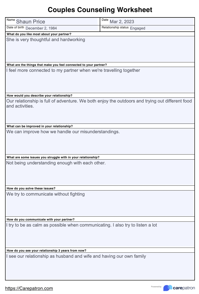 Free Printable Couples Therapy Worksheets Relationship Building Resources
