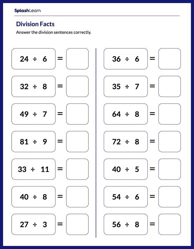 Free Printable Division Worksheets SplashLearn