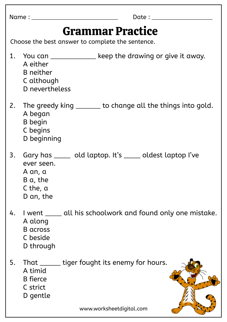 Free Printable Grade 4 Grammar Worksheets 4th Grade Grammar Worksheets