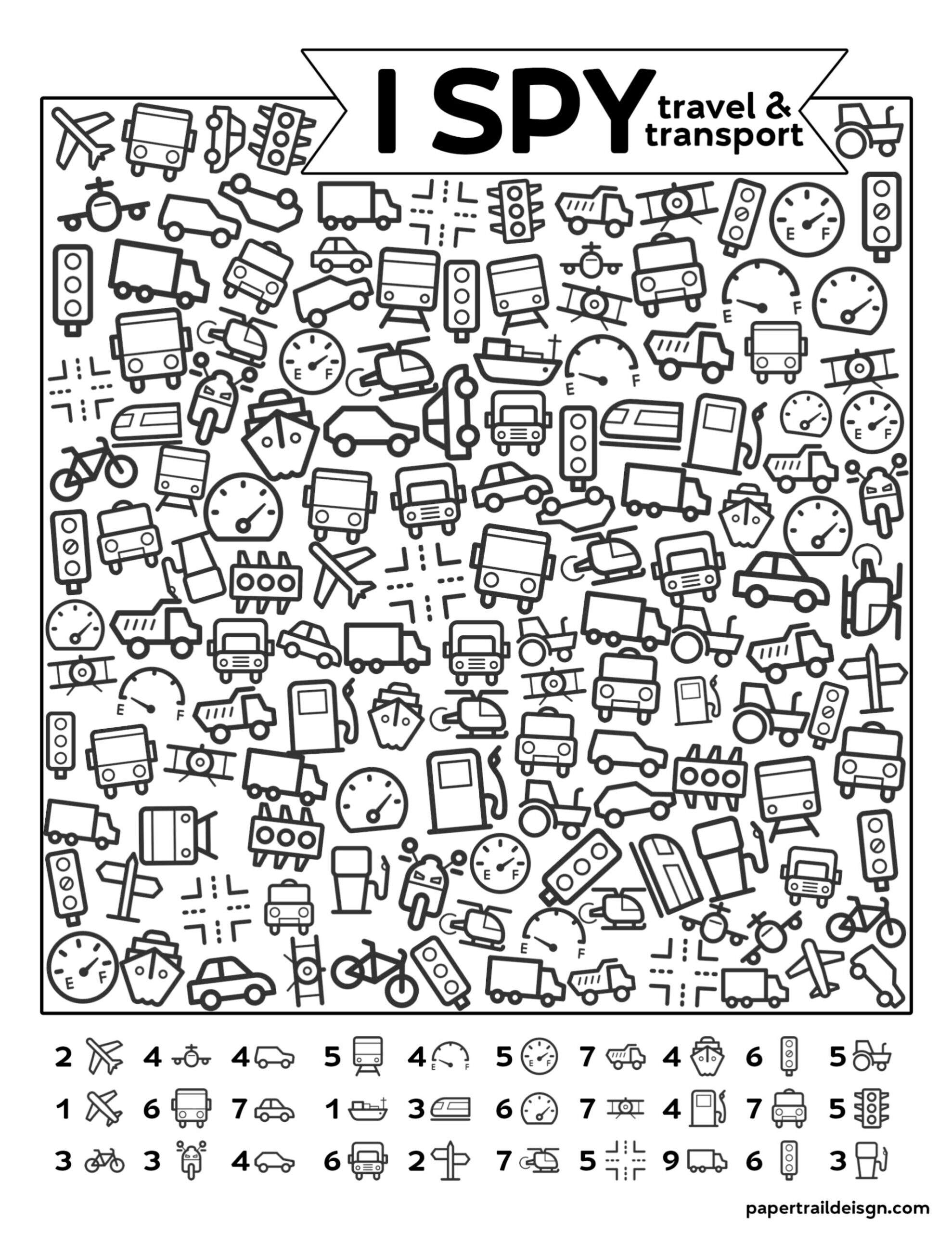 Free Printable I Spy Road Trip Activity Travel Transport Paper 