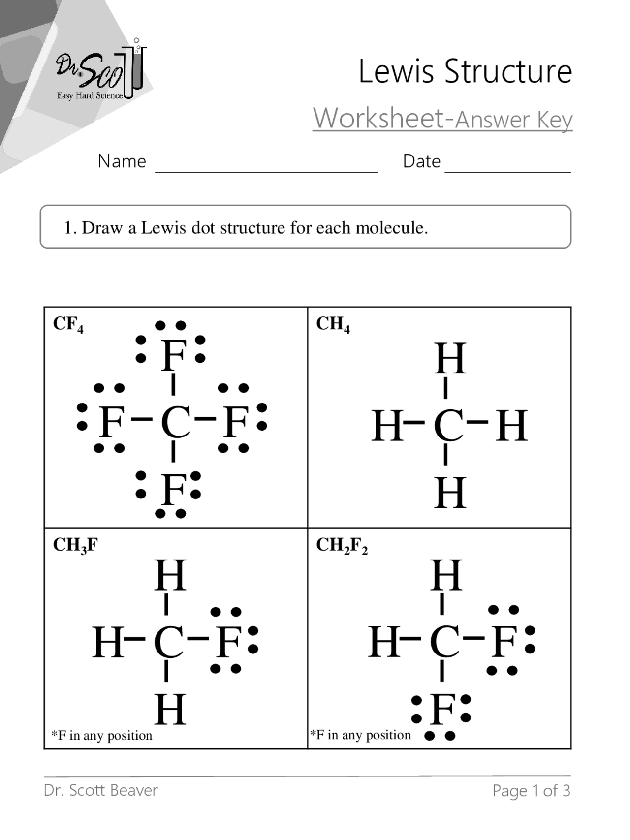 Free Printable Lewis Dot Structure Worksheets Worksheets Library