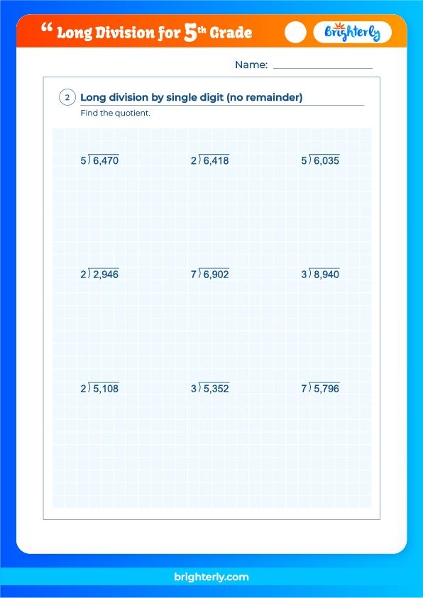 Free Printable Long Division Worksheets For Grade 5 Kids Brighterly