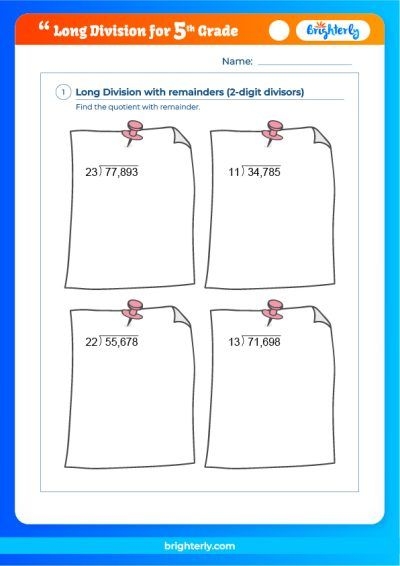 Free Printable Long Division Worksheets For Grade 5 Kids Brighterly