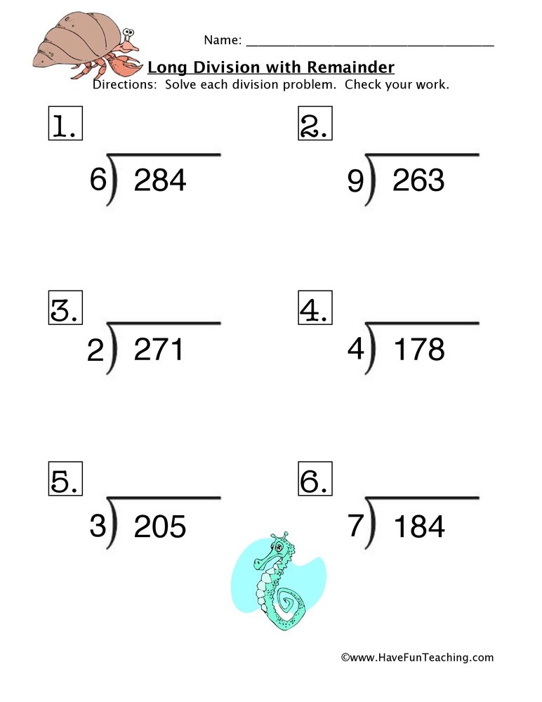 Free Printable Long Division Worksheets Grade 5 Long Division Worksheets