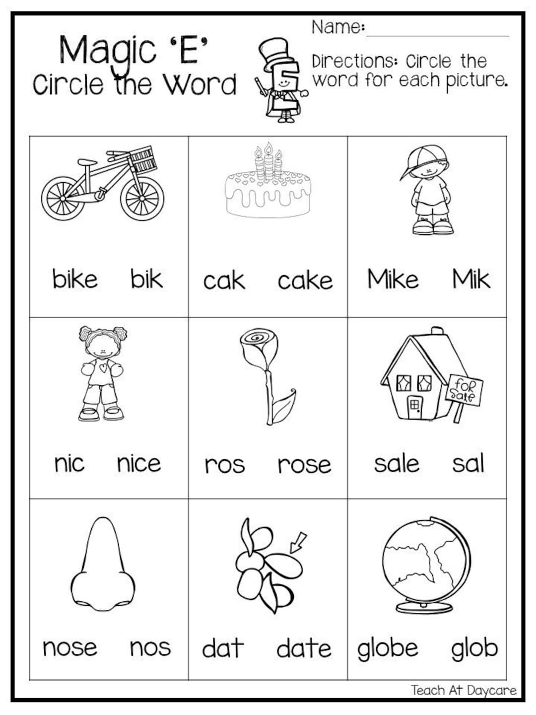Free Printable Magic E Worksheet Introduce Long Vowels Magic E 