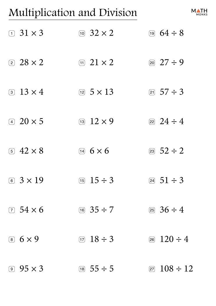 Free Printable Multiplication And Division Worksheets Free Printables Hub