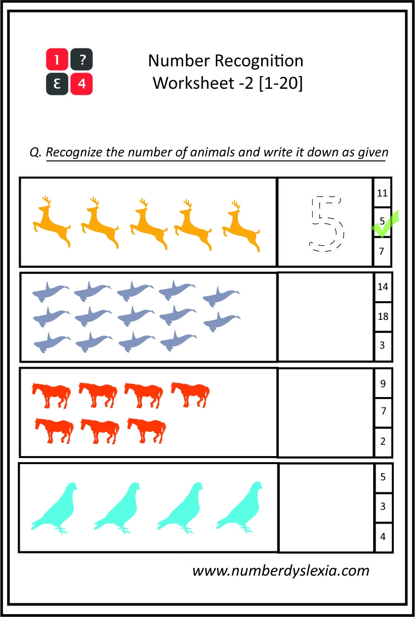 Free Printable Number Recognition Worksheets 1 20 PDF Number Dyslexia