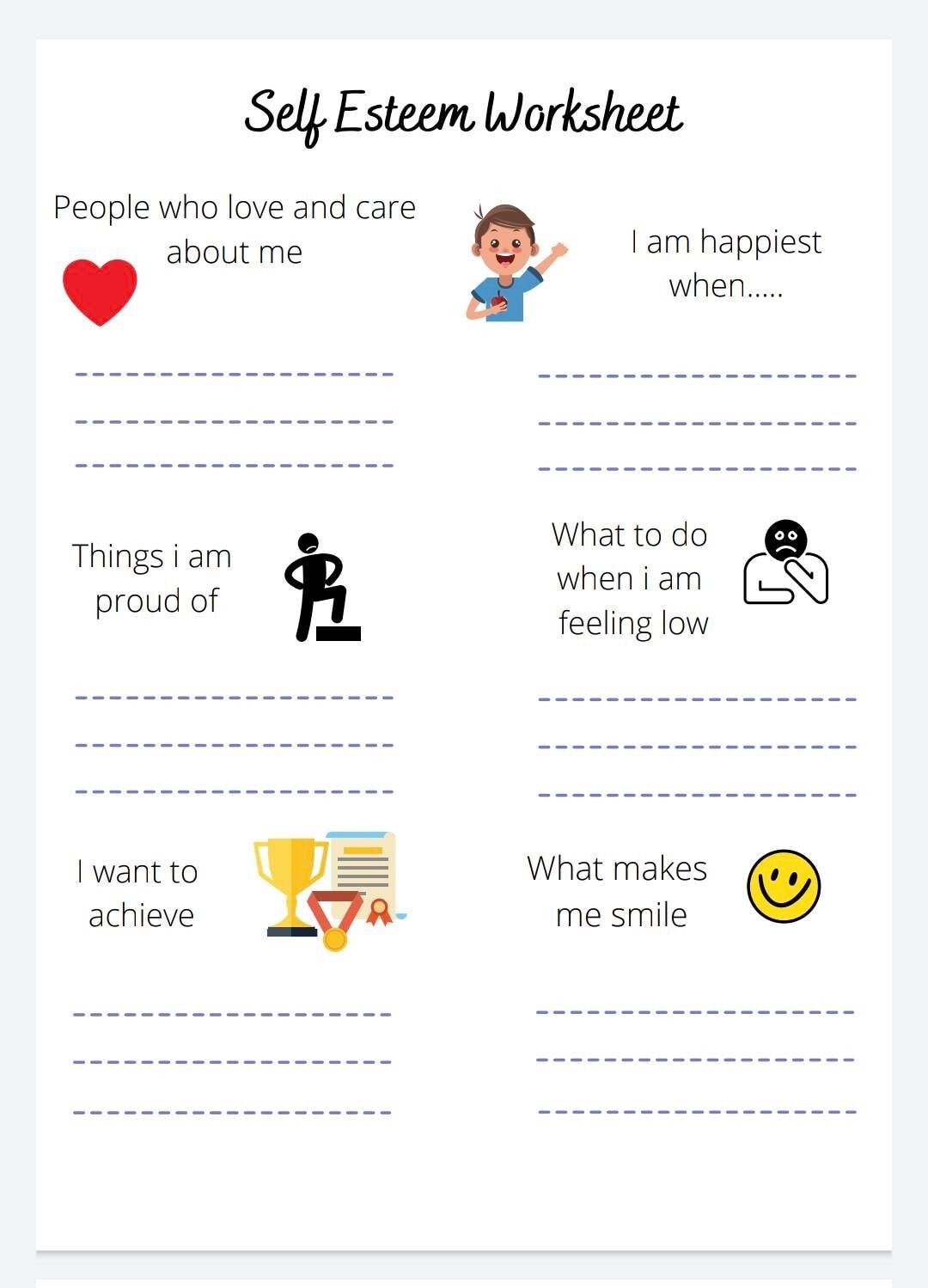 Free Printable Self Esteem Worksheets FREE Printables