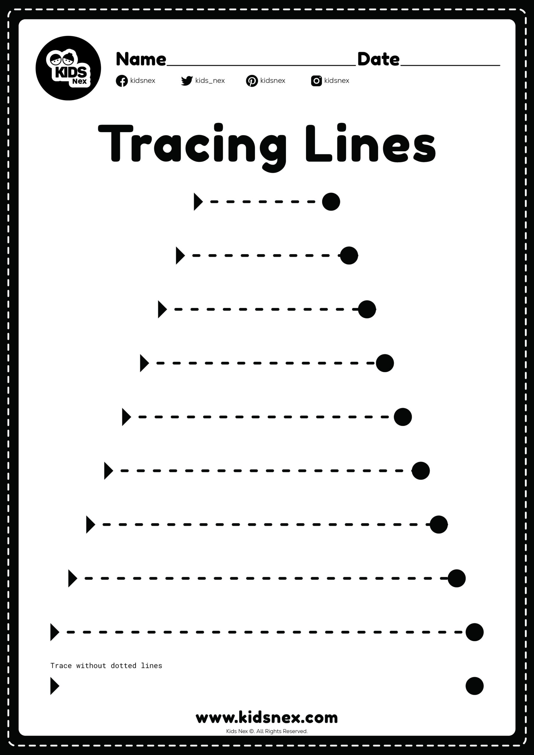 Free Printable Tracing Lines Worksheet KidsNex