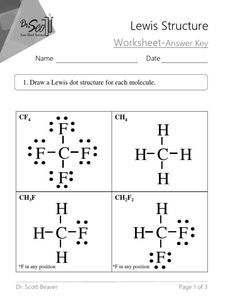 Free Printable Valence Electrons And Lewis Dot Structure Worksheets 