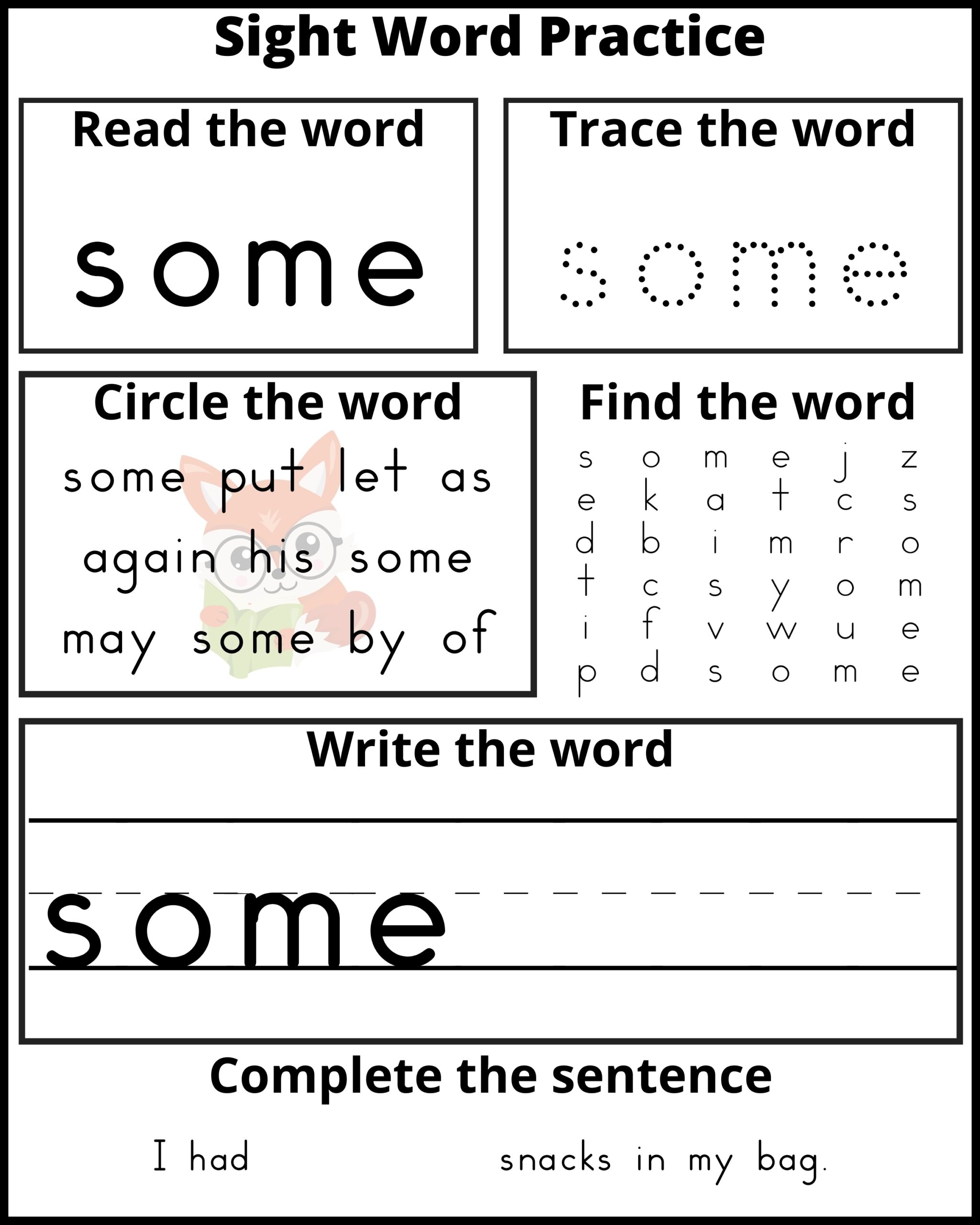 Free Sight Word Worksheets For Extra Practice OLSH Homeschool Blog