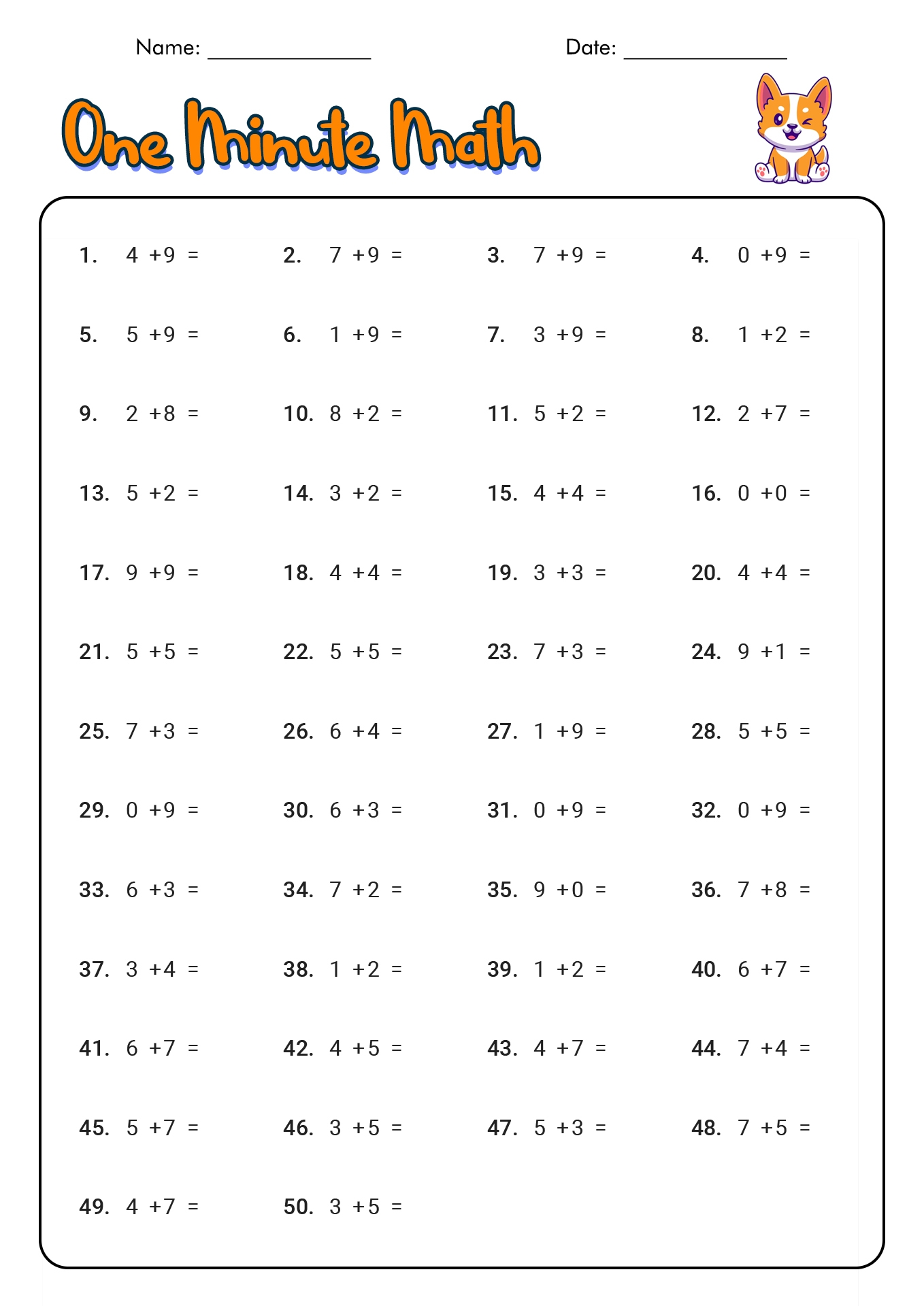 Free10 Minute Math Worksheets 2nd Grade 2nd Grade Math Worksheets
