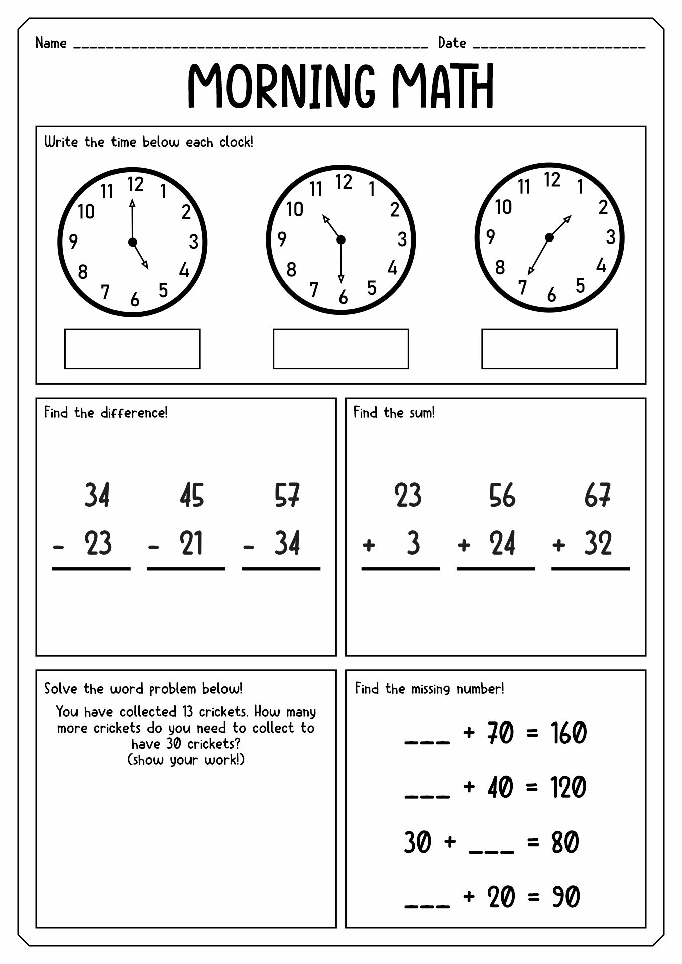 Fun Math Worksheets For 2nd Graders