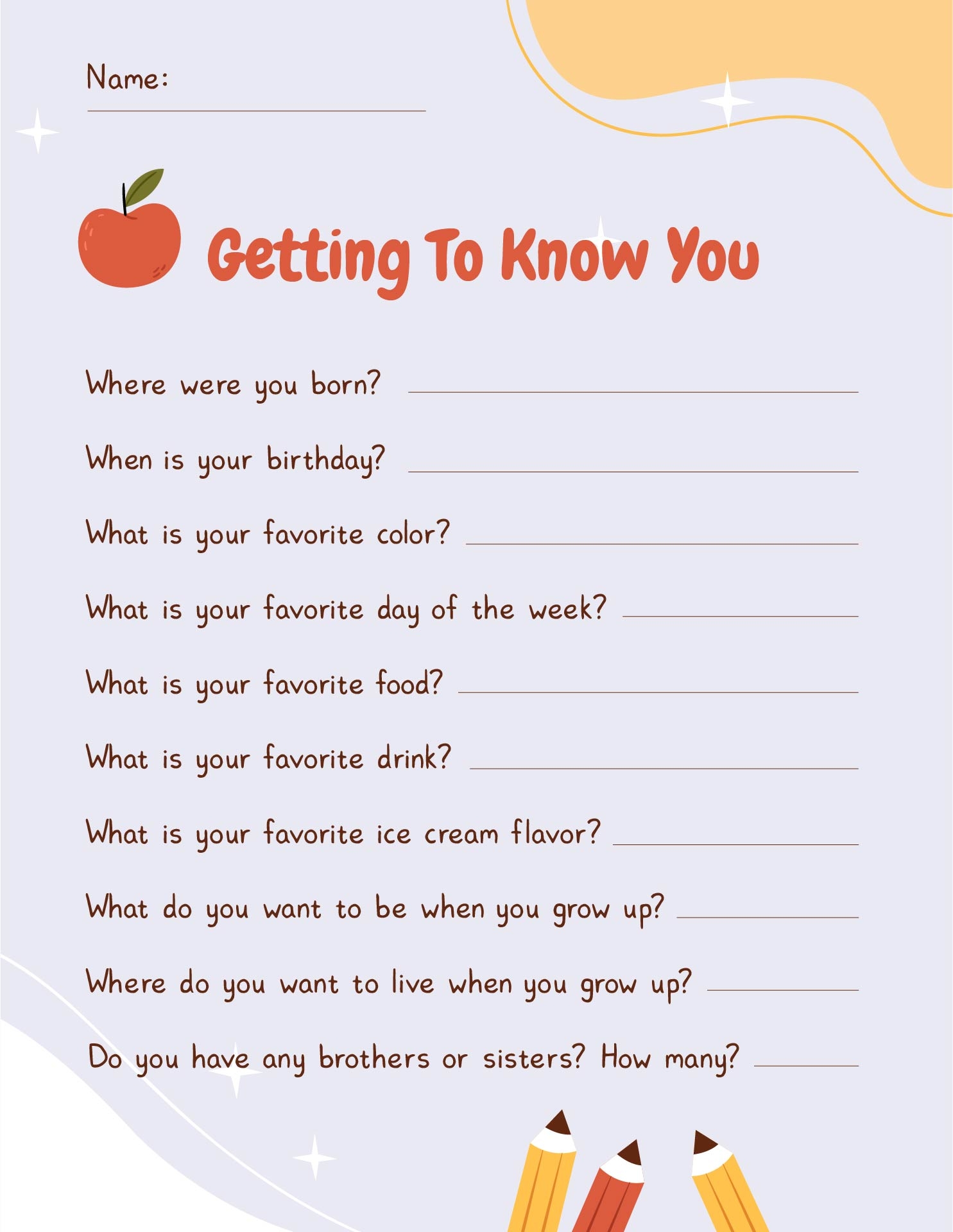 Getting To Know You Worksheet Worksheets Library