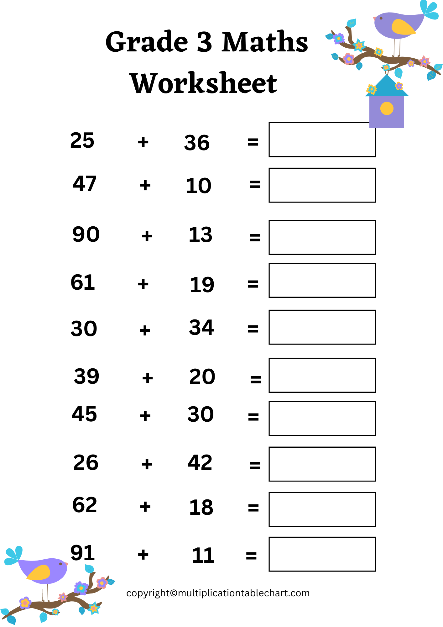 Grade 3 Maths Worksheet For Multiplication Free Printable