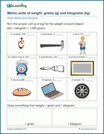Grade 3 Measurement Worksheets Metric Units Of Weight Worsheets 