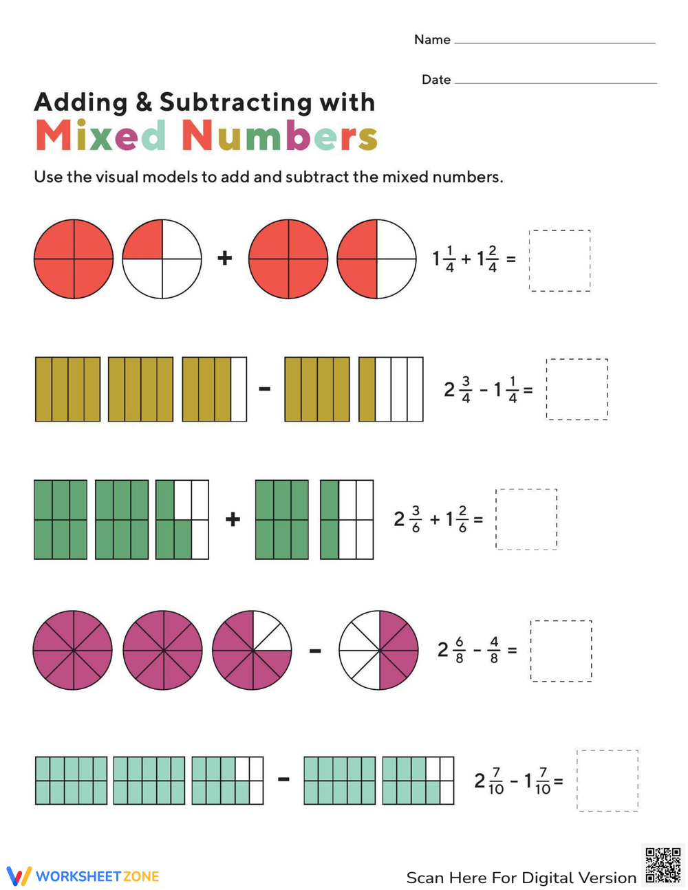 Grade 4 Adding And Subtracting Mixed Numbers Worksheets 2024 