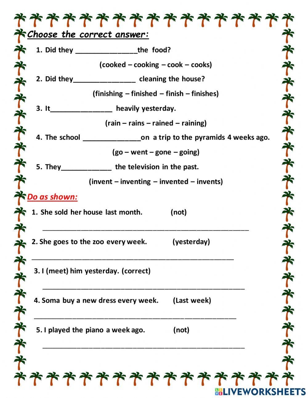 Grammar Worksheet 4th Grade