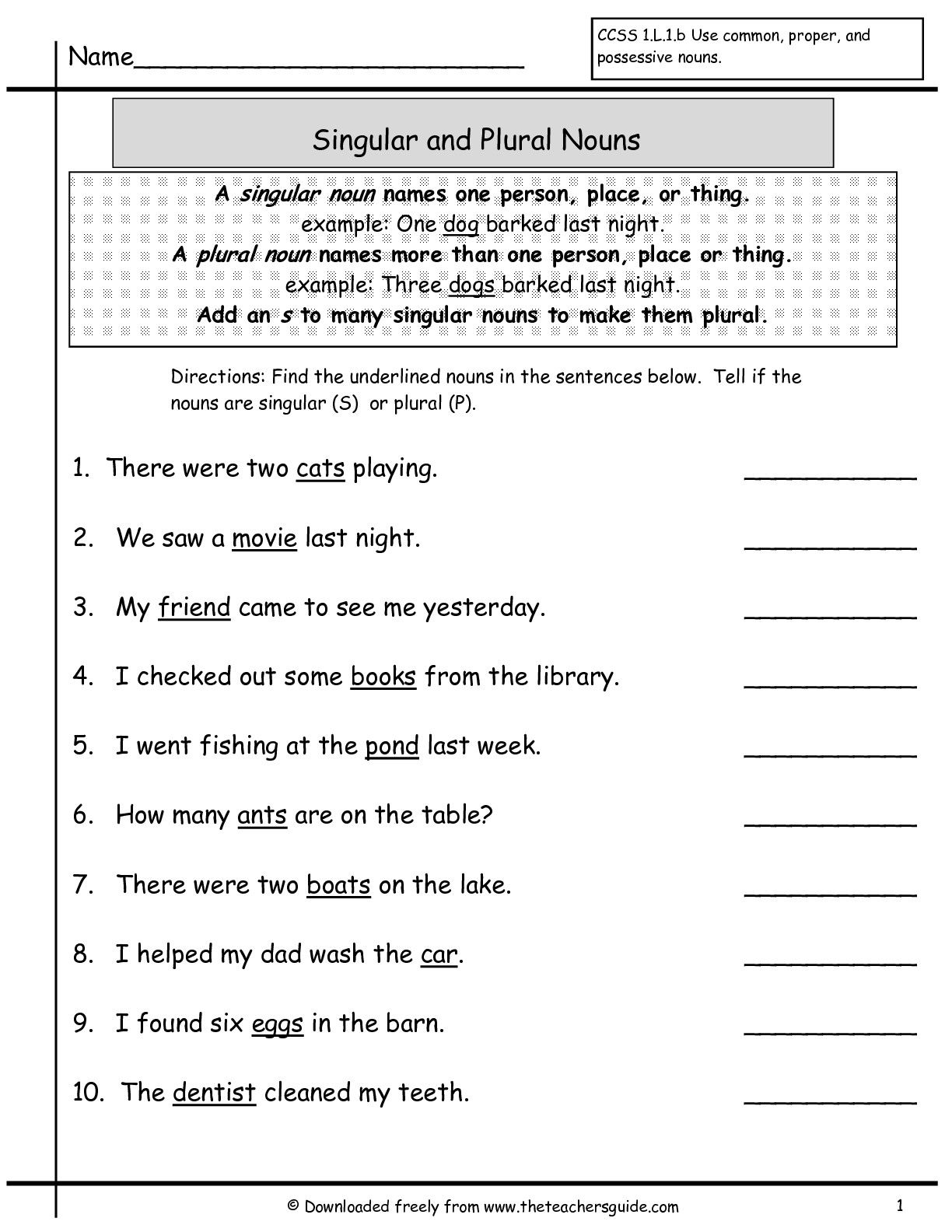 Grammar Worksheets 3rd Grade Free