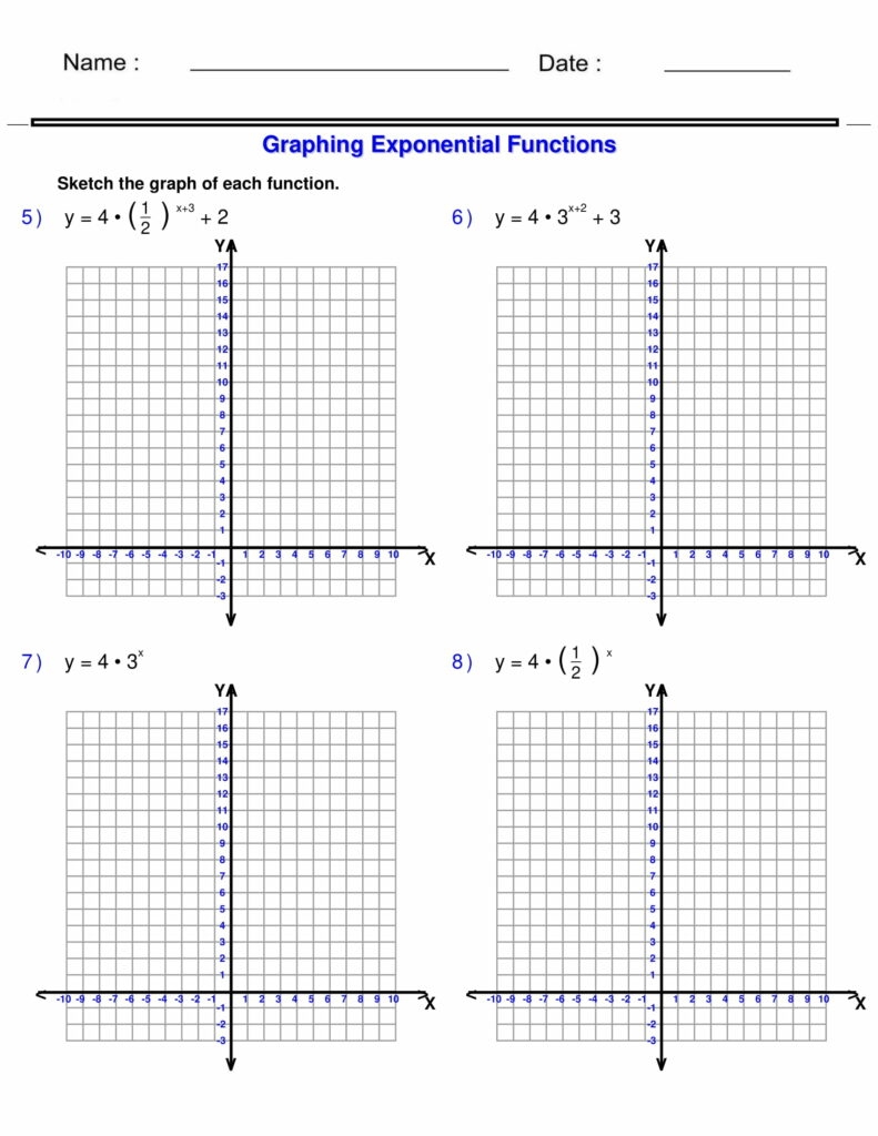 Graphing Exponential Functions Exponents Worksheets Algebra 1 