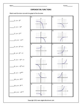 Graphing Exponential Functions Worksheet By Algebra Funsheets TpT