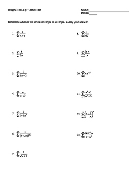 Infinite Series Worksheets AP Calculus BC By Cindy Carlson TpT