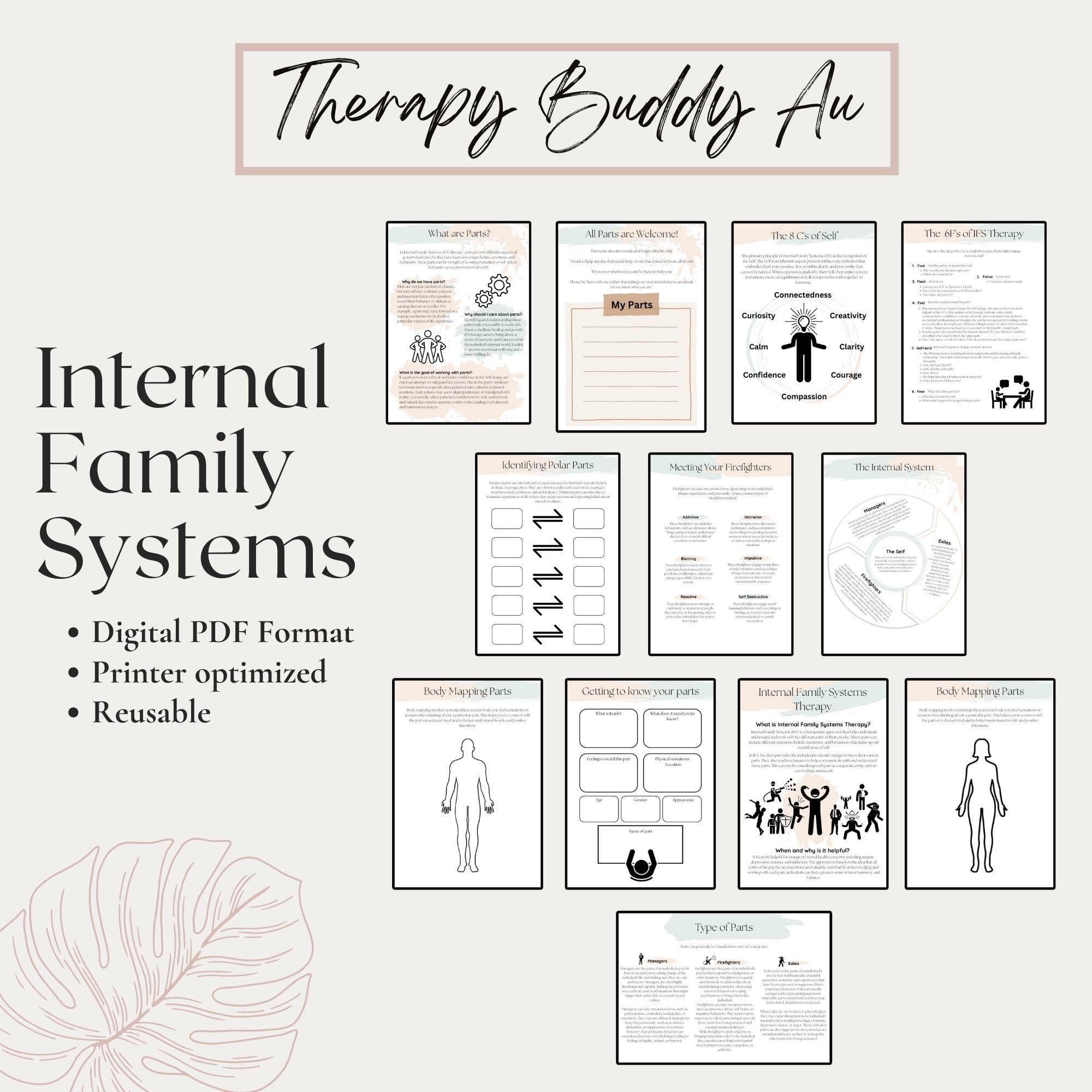 Internal Family Systems Worksheets IFS Parts Therapy Workbook Etsy