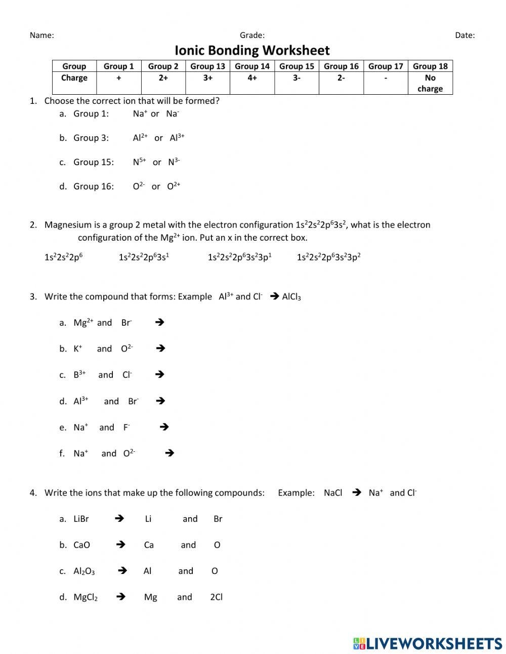 Ionic Bonding Worksheet For 8th 9th Grade Lesson Planet 