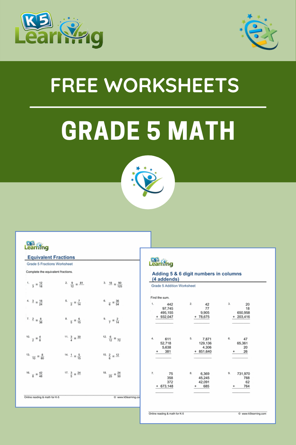 K5 Learning Math Worksheets Writing Practice Worksheet