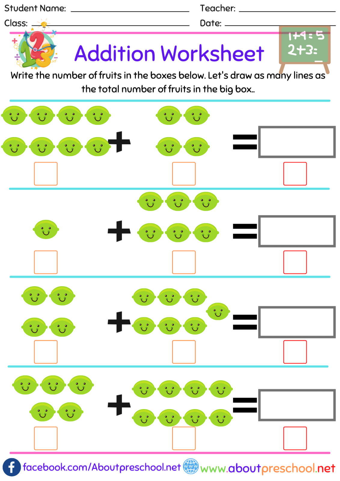 Kindergarten Addition Worksheet 19 About Preschool