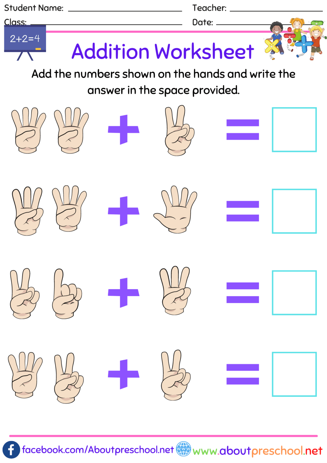 Kindergarten Addition Worksheet 8 About Preschool