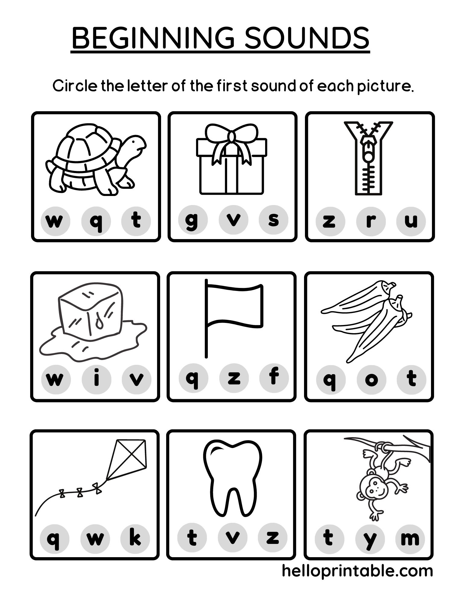 Kindergarten Beginning Sounds Practice Worksheets Helloprintable