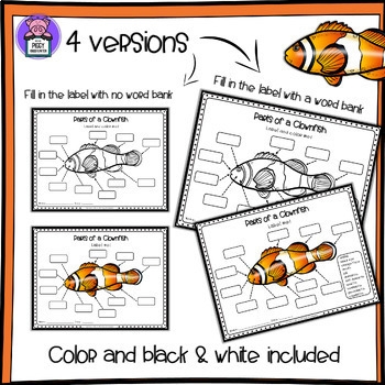 Label The Clownfish Parts Of A Clownfish Worksheet Writing And 