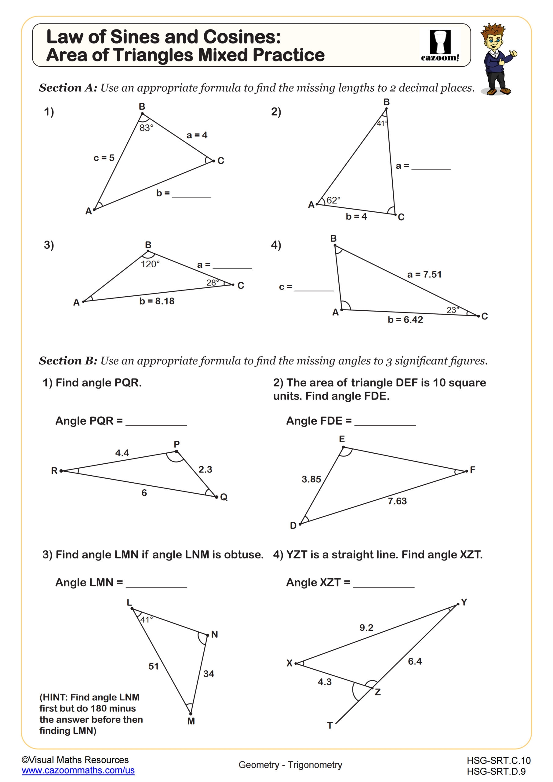 Law Of Sines And Cosines Worksheet With Key pdf Worksheets Library