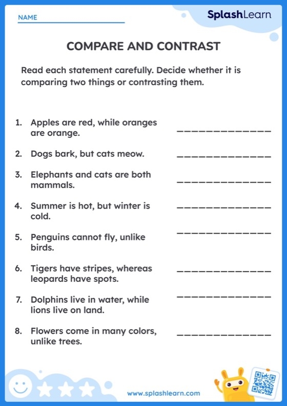 Let 39 s Compare And Contrast Worksheet