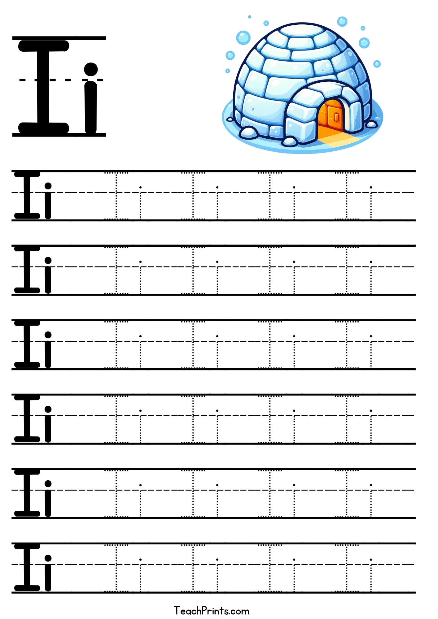 Letter I Tracing Worksheet Free Printables Teach Prints