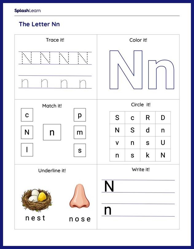 Letter N Worksheets