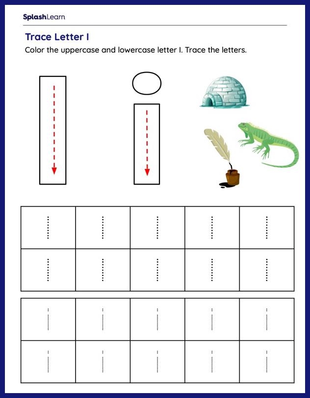 Letter Tracing I Worksheets Free Printable SplashLearn
