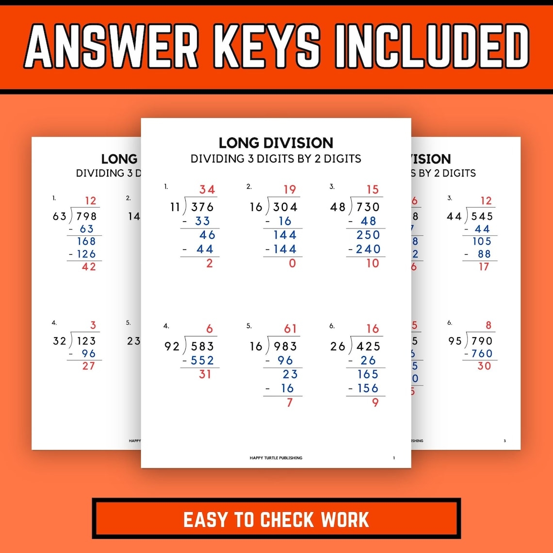 Long Division Practice Worksheets With Answers 5th Grade Math 