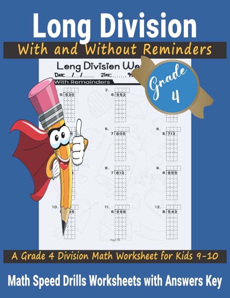 Long Division With And Without Reminders A Grade 4 Division Math 