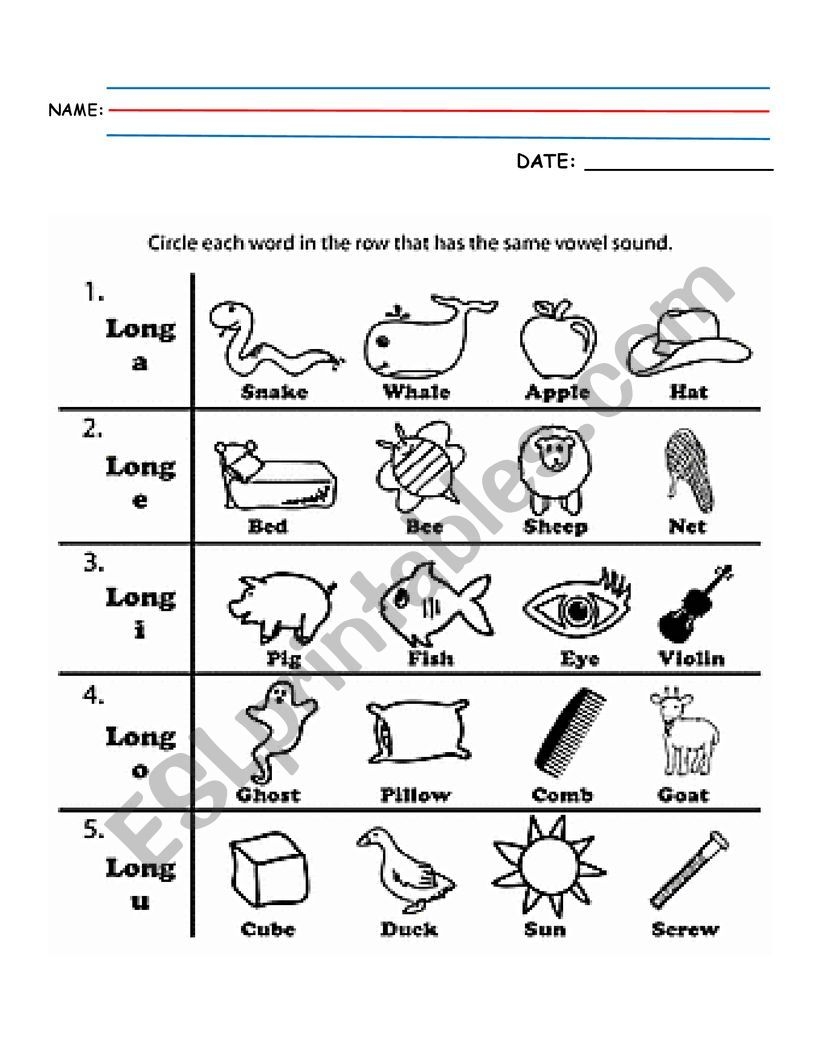 Long Vowel Sounds ESL Worksheet By Brightriel