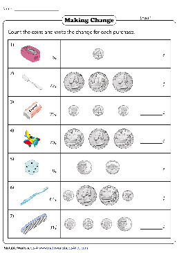 Making Change With Coins Counting Money Worksheets Worksheets 