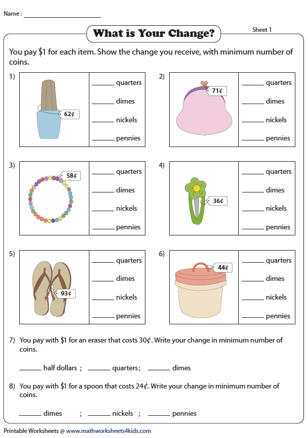 Making Change Worksheet