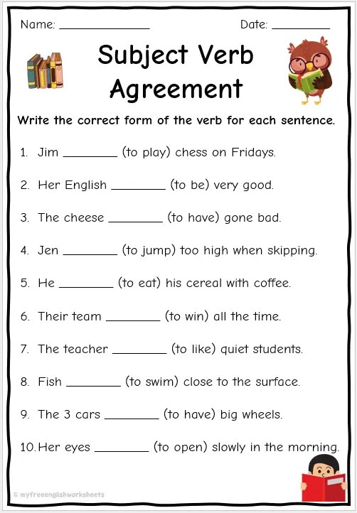 Mastering Subject Verb Agreement Worksheets And Exercises For Precision