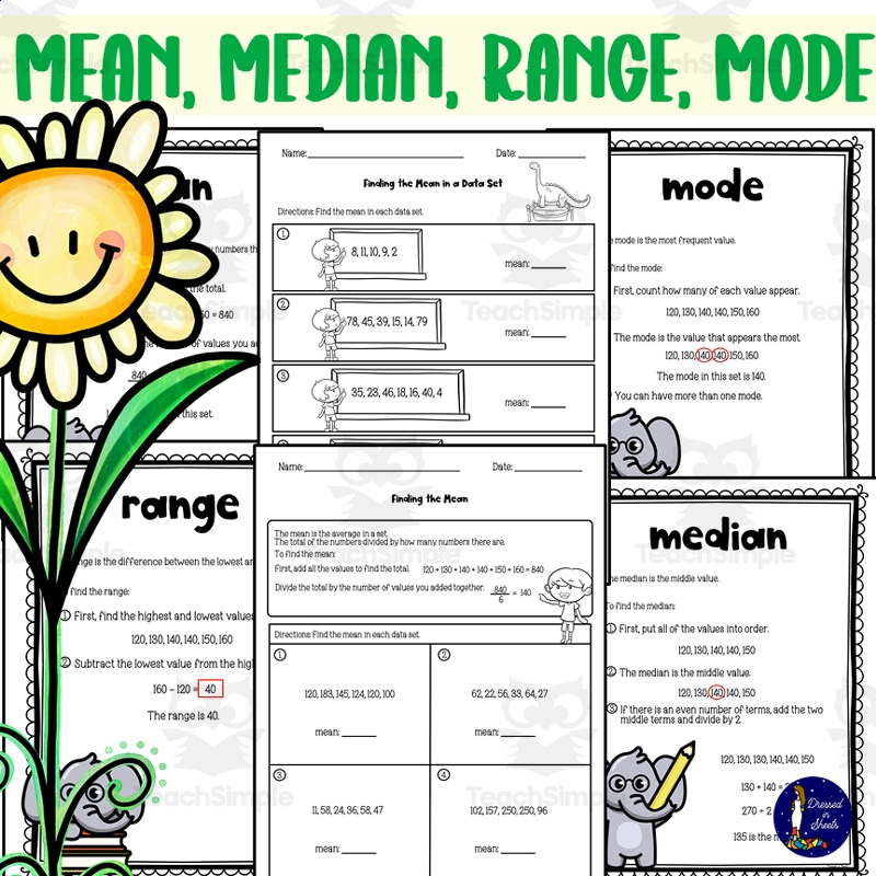 Mean Median Mode Worksheets Grade 7
