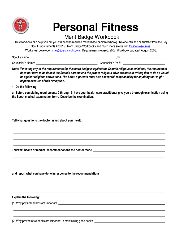 Merit Badge Worksheets Fill Out Sign Online DocHub