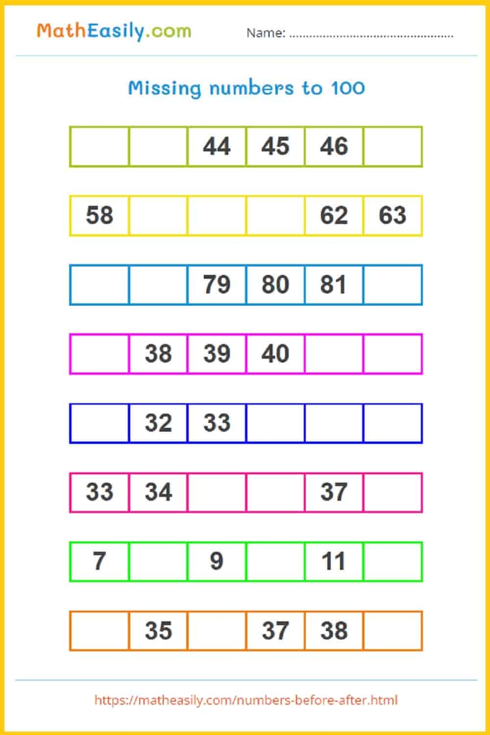 Missing Numbers 1 100 Six Worksheets FREE Printable Worksheets Missing Numbers 1 100 Six Worksheets FREE Printable Worksheets
